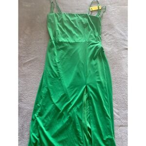 Alexa Admor Women's Sleeveless Square‎ Neck Green Slit Midi Dress